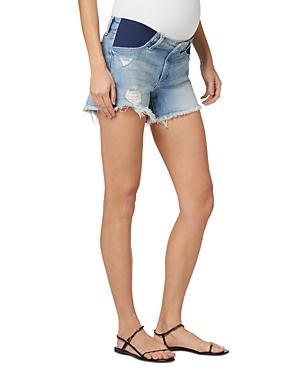 Womens The Ozzy Maternity Distessed Denim Shorts Product Image