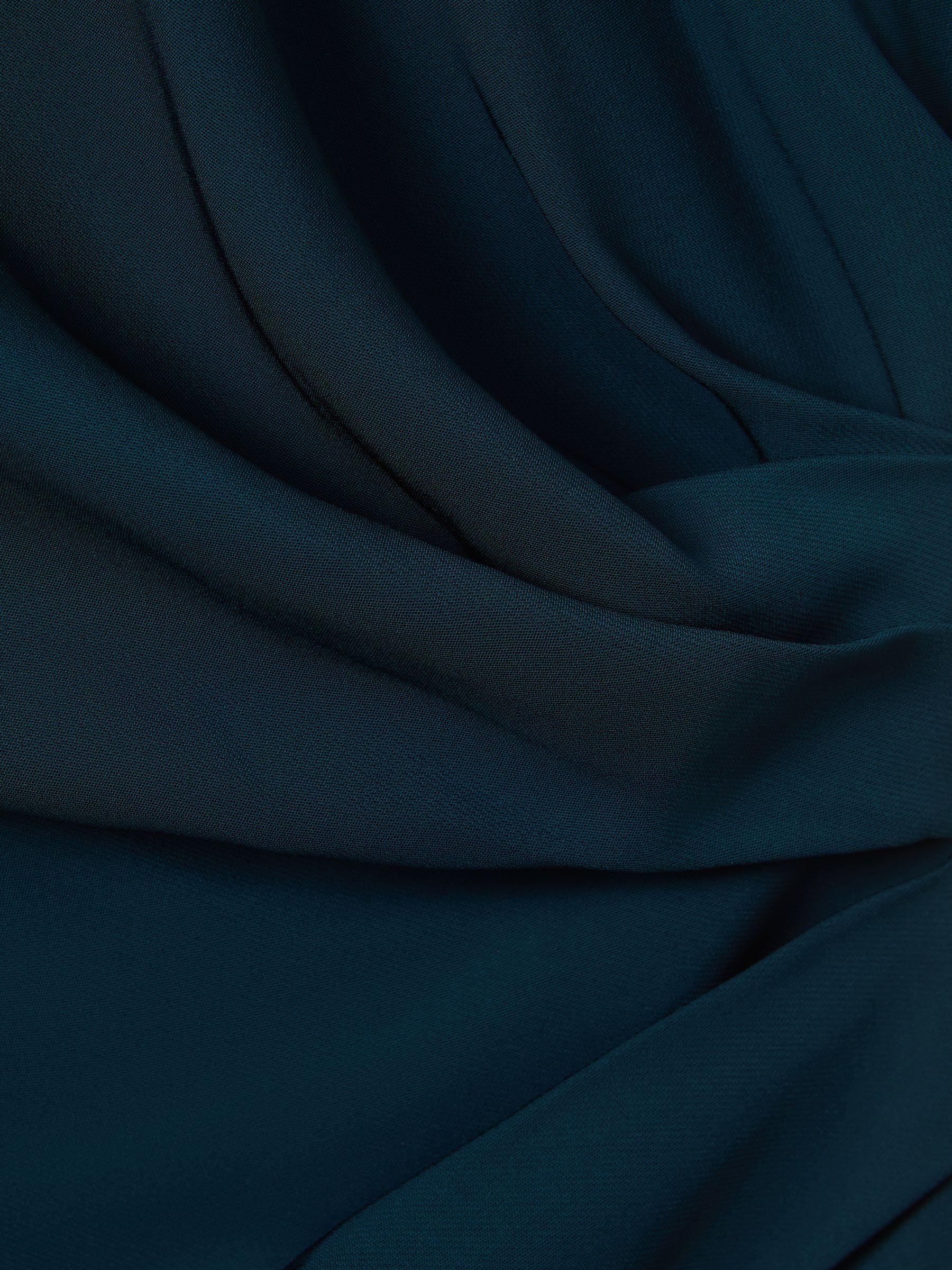 Ruched Midi Dress in Teal Product Image