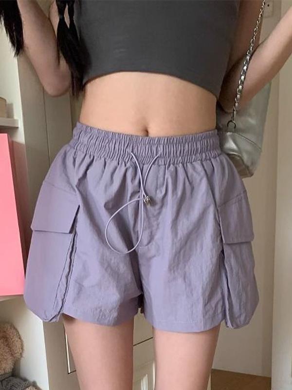 Big Dual Pocket Drawstring High Rise Shorts Product Image