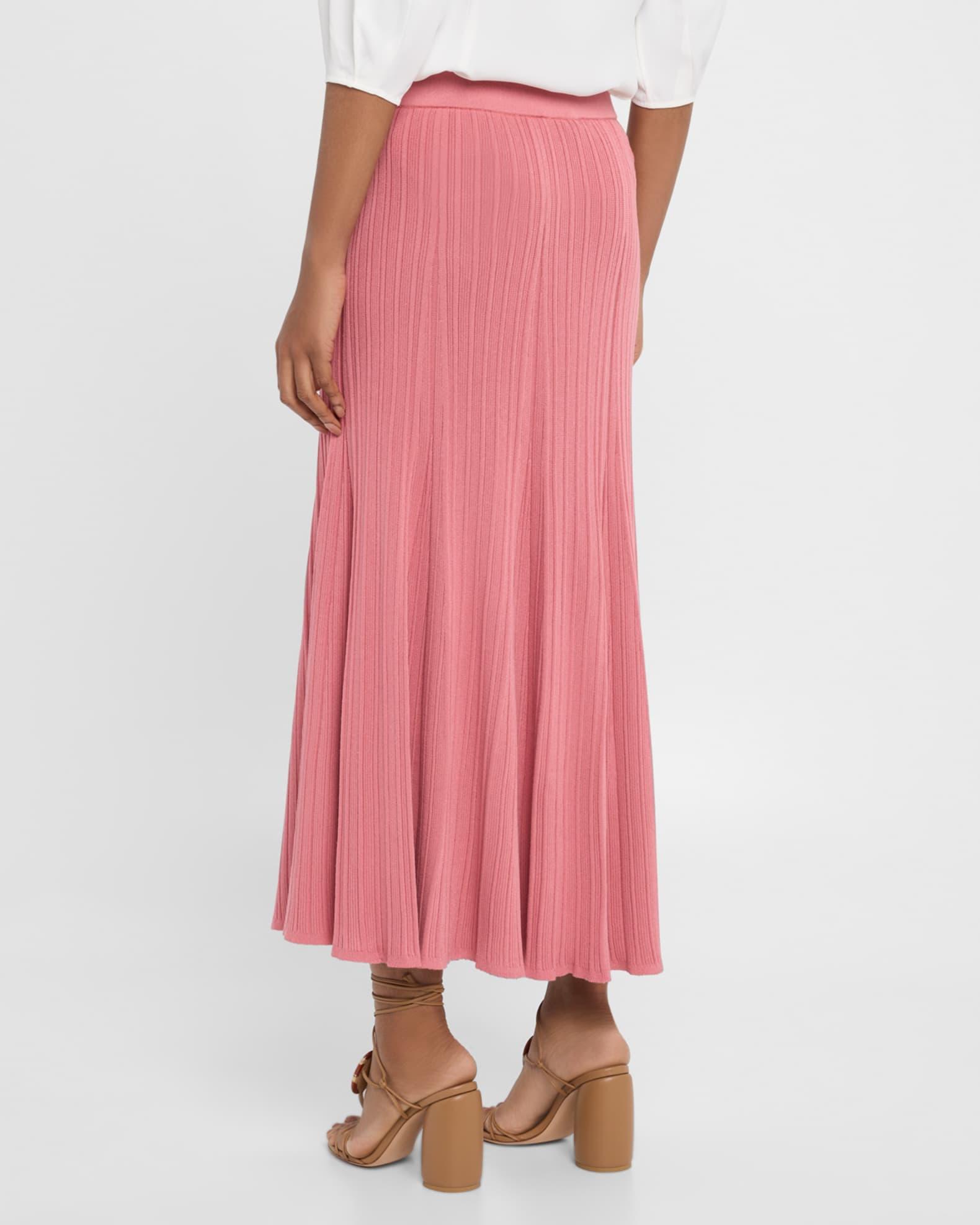 Flared Ribbed Soft Knit Midi Skirt Product Image