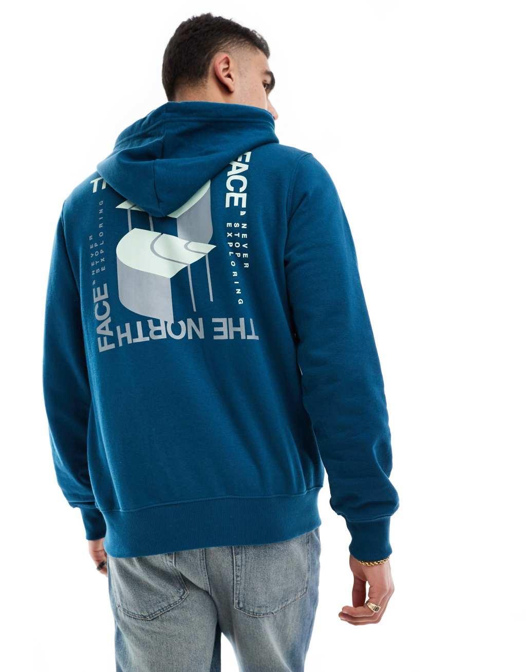 The North Face Brand Proud pullover hoodie with graphic back print in petrol blue Product Image