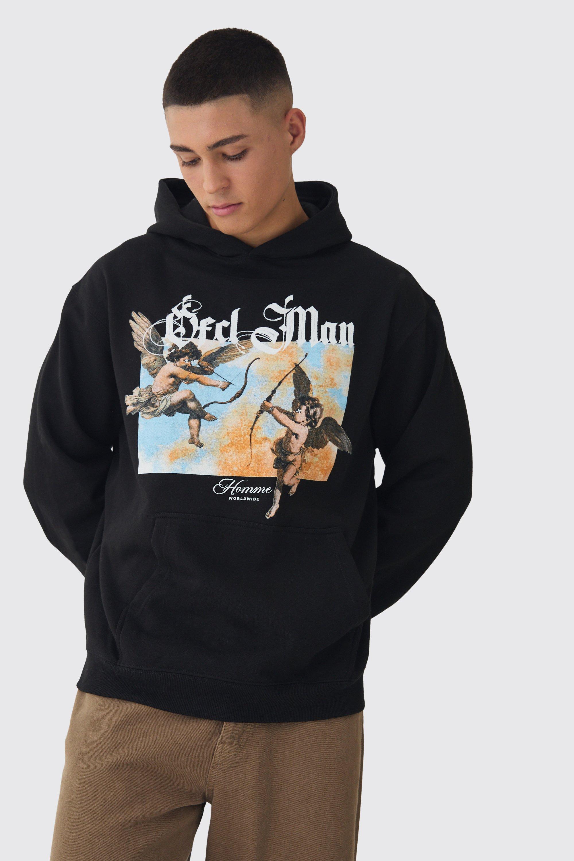 Oversized Renaissance Print Hoodie | boohooMAN USA Product Image