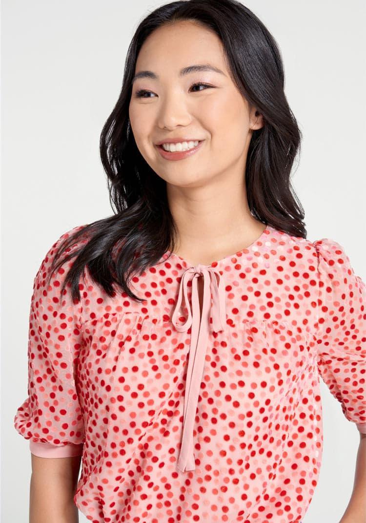 Confetti Confection Tie-Neck Blouse Product Image