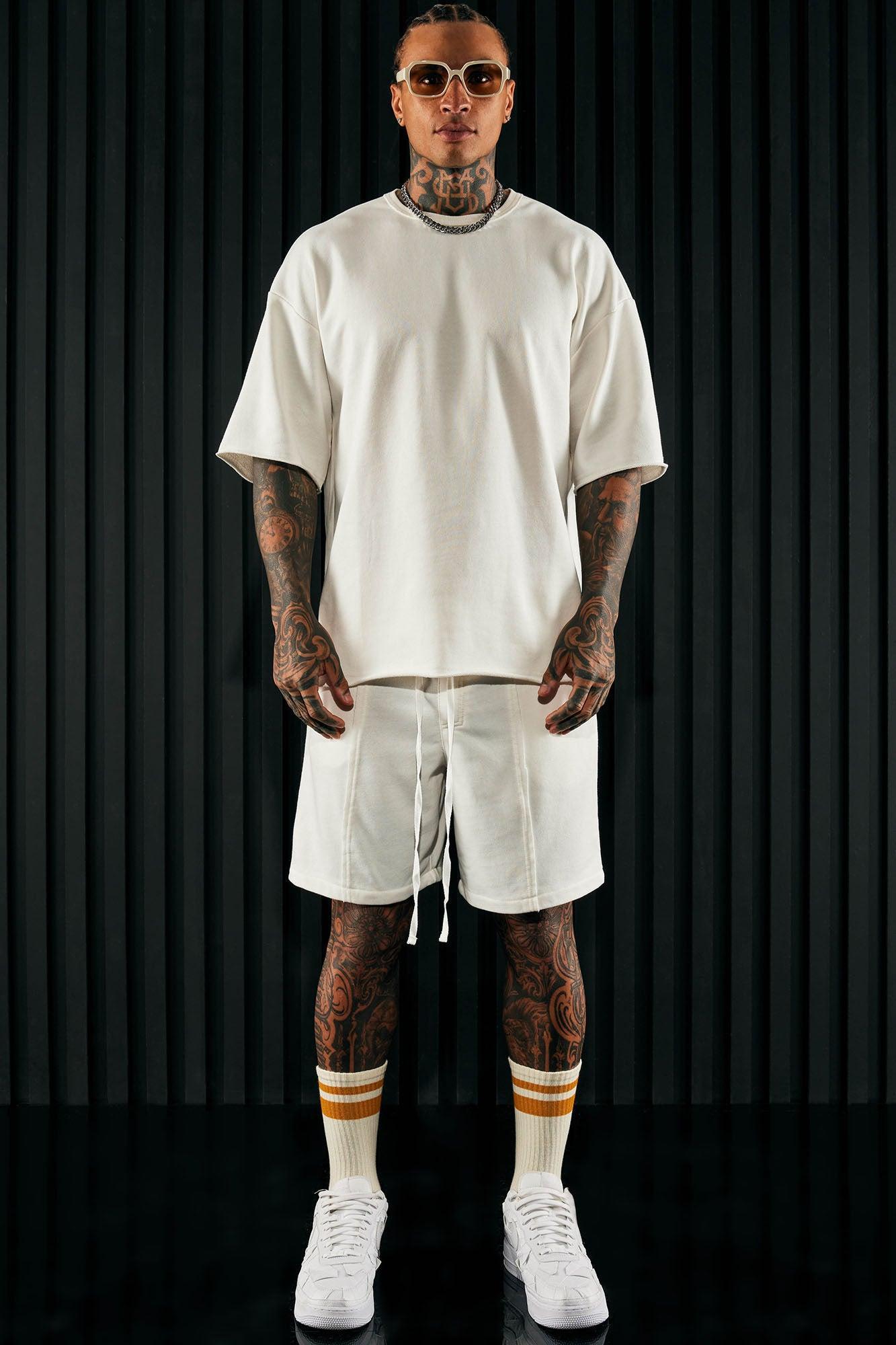 I Like How It Looks Oversized Terry Short Sleeve Tee - White Product Image