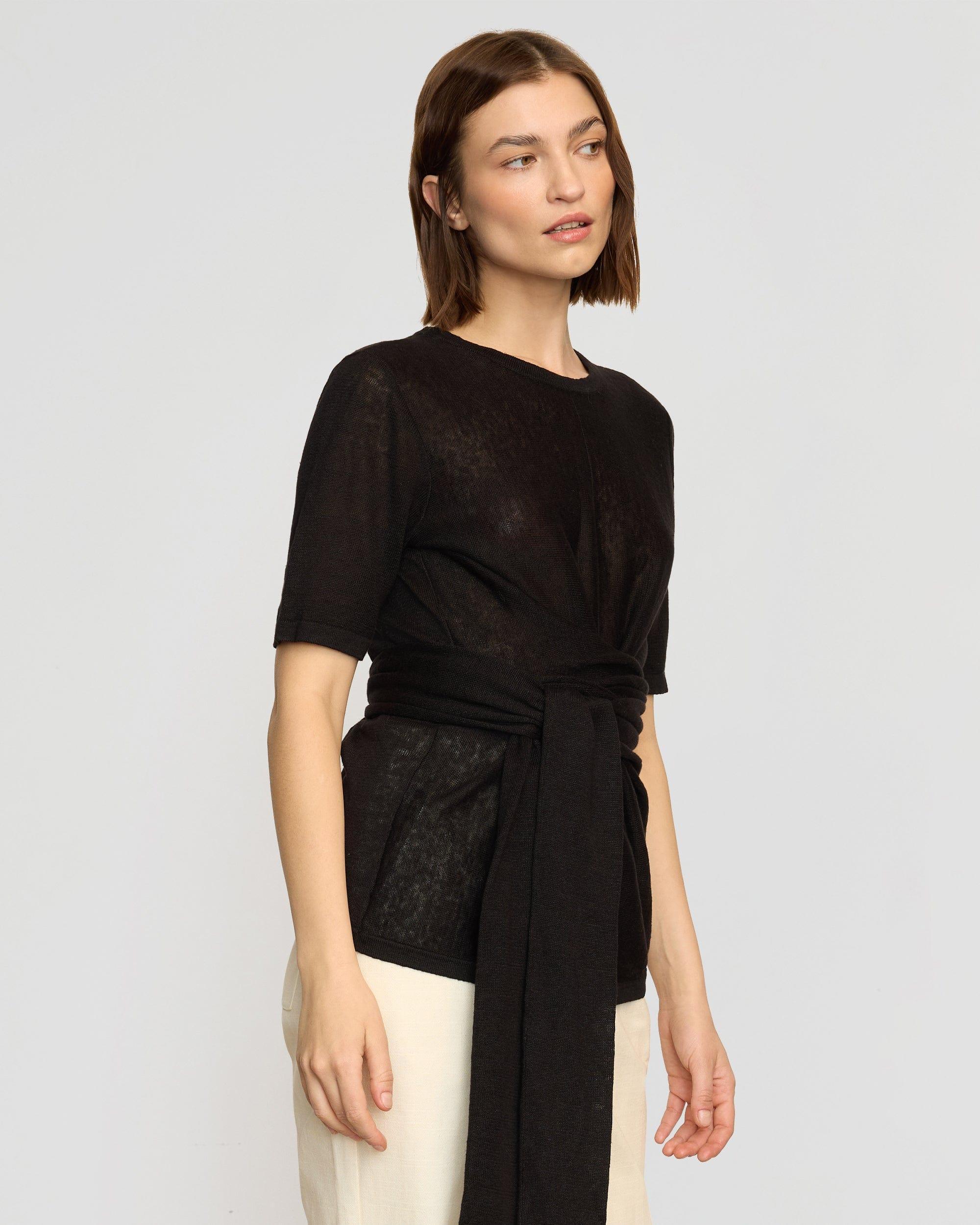 Lark Tie-Front Linen Sweater Product Image