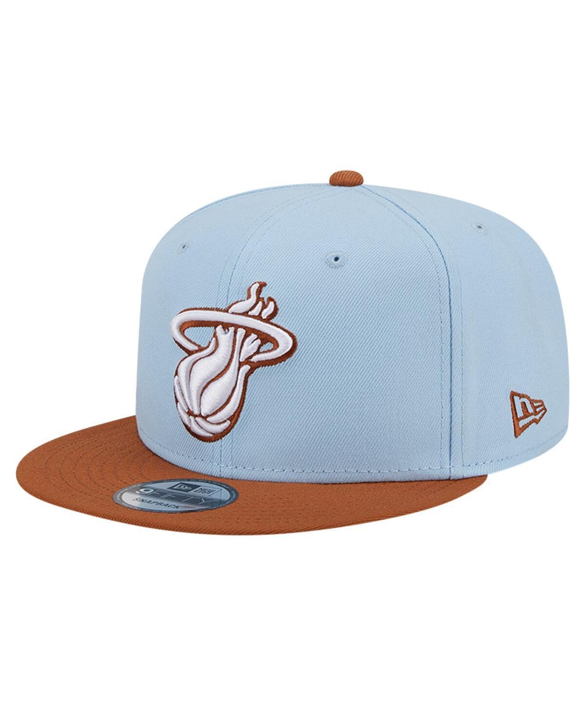 Mens New Era Blue/Brown Miami Heat 2-Tone Color Pack 9FIFTY Snapback Hat Product Image