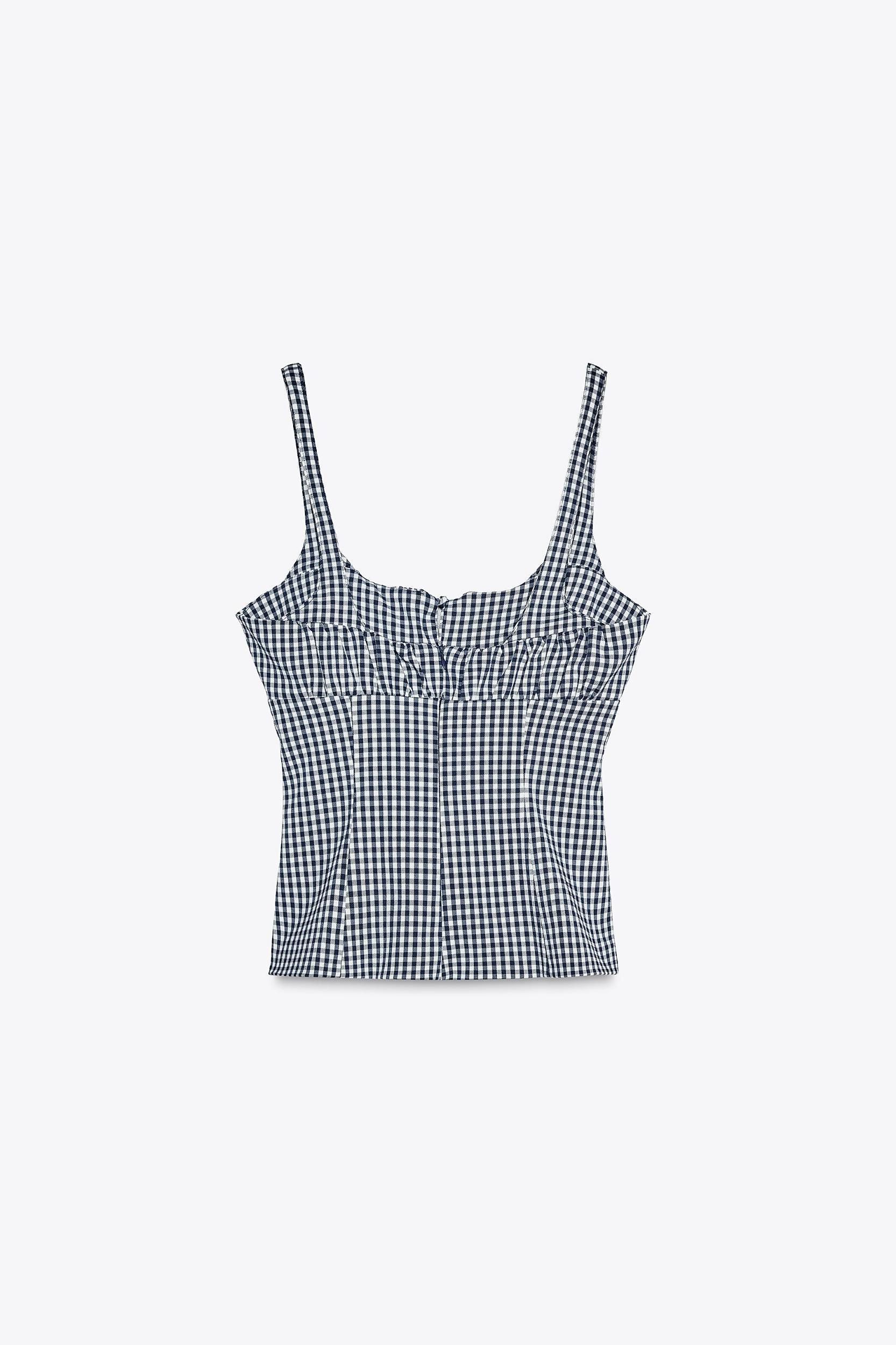 GINGHAM STRETCH TOP Product Image