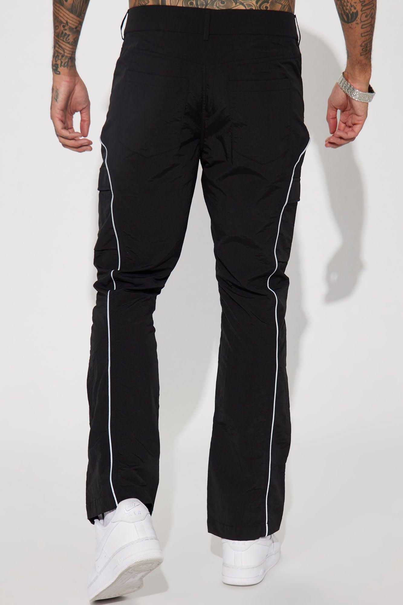 Shake It Down Nylon Stacked Slim Flare Pants - Black Product Image
