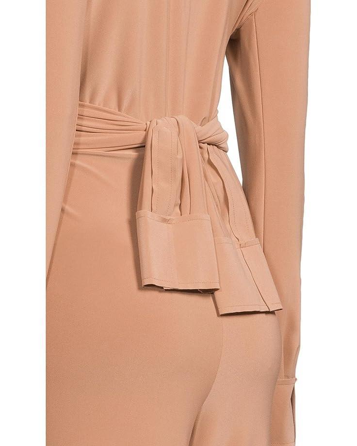 V-Neck Long Sleeve Shirred Waist Jumpsuit Product Image