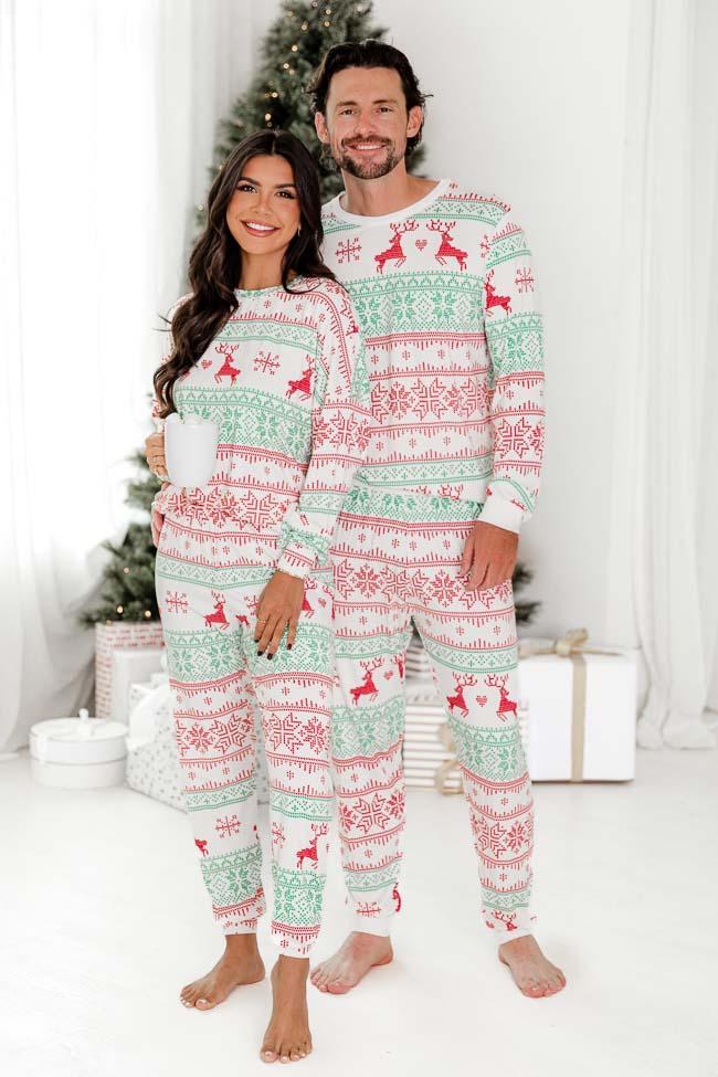 Sleigh All Day Men Red and Green Fair Isle Pajama Top FINAL SALE Male Product Image