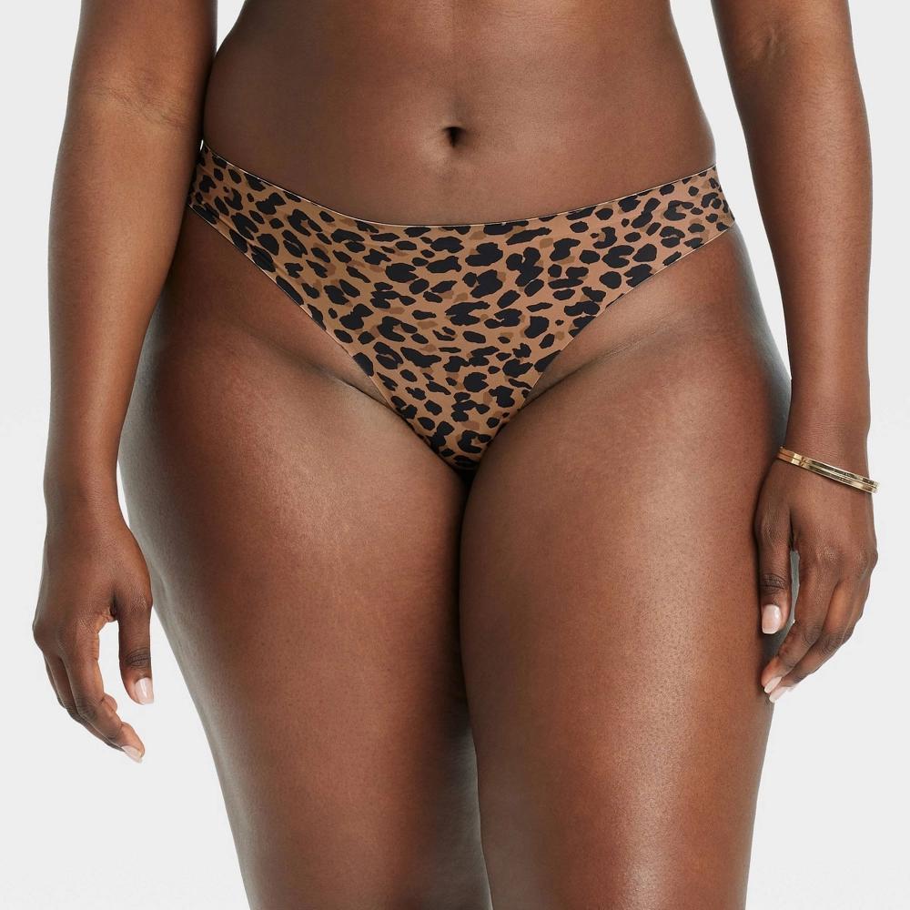 Womens Luxury Collection Leopard Print Bonded Invisible Edge Thong - Auden Assorted Browns M Product Image