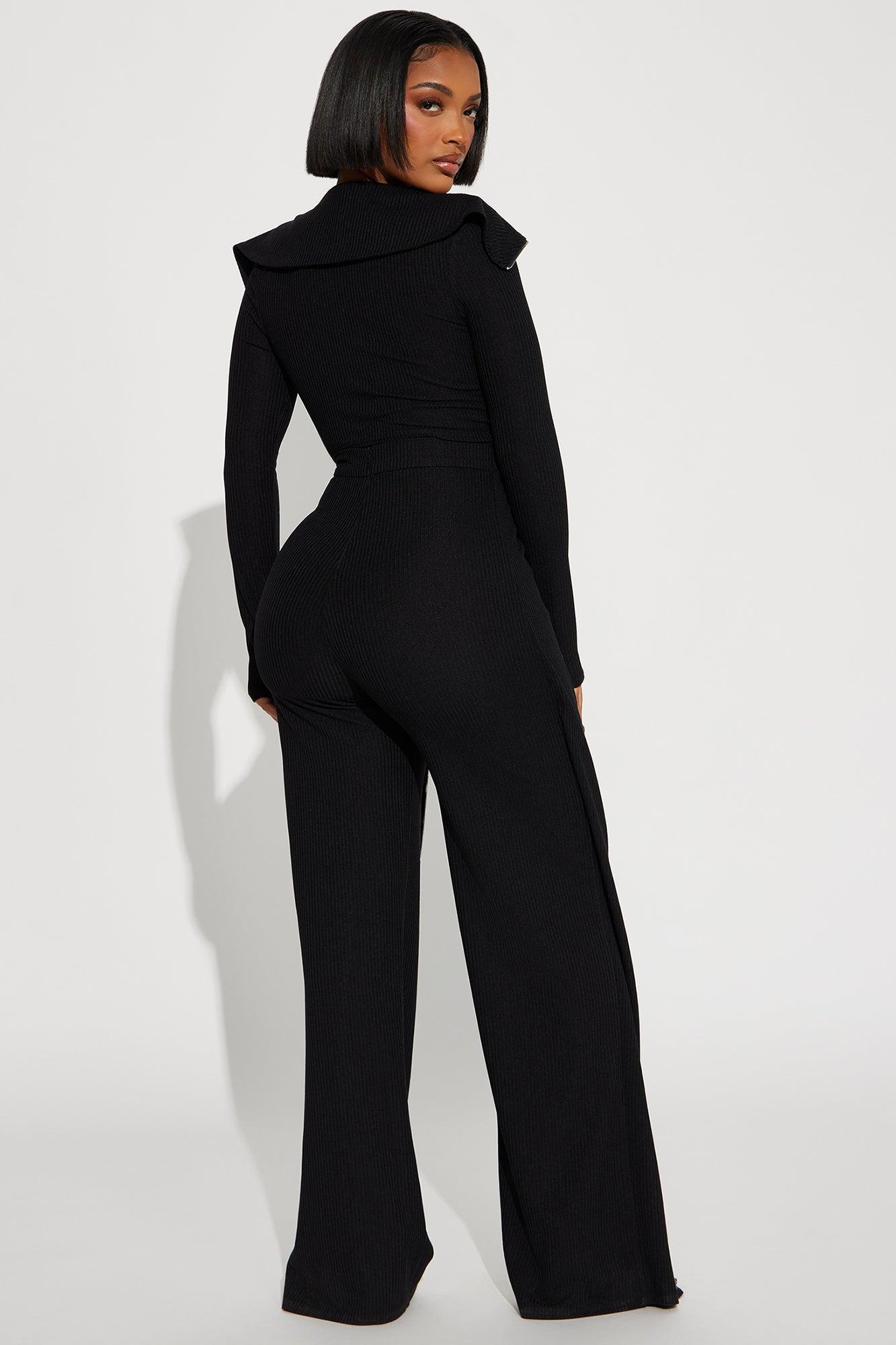 Sort Through It Ribbed Jumpsuit - Black Product Image