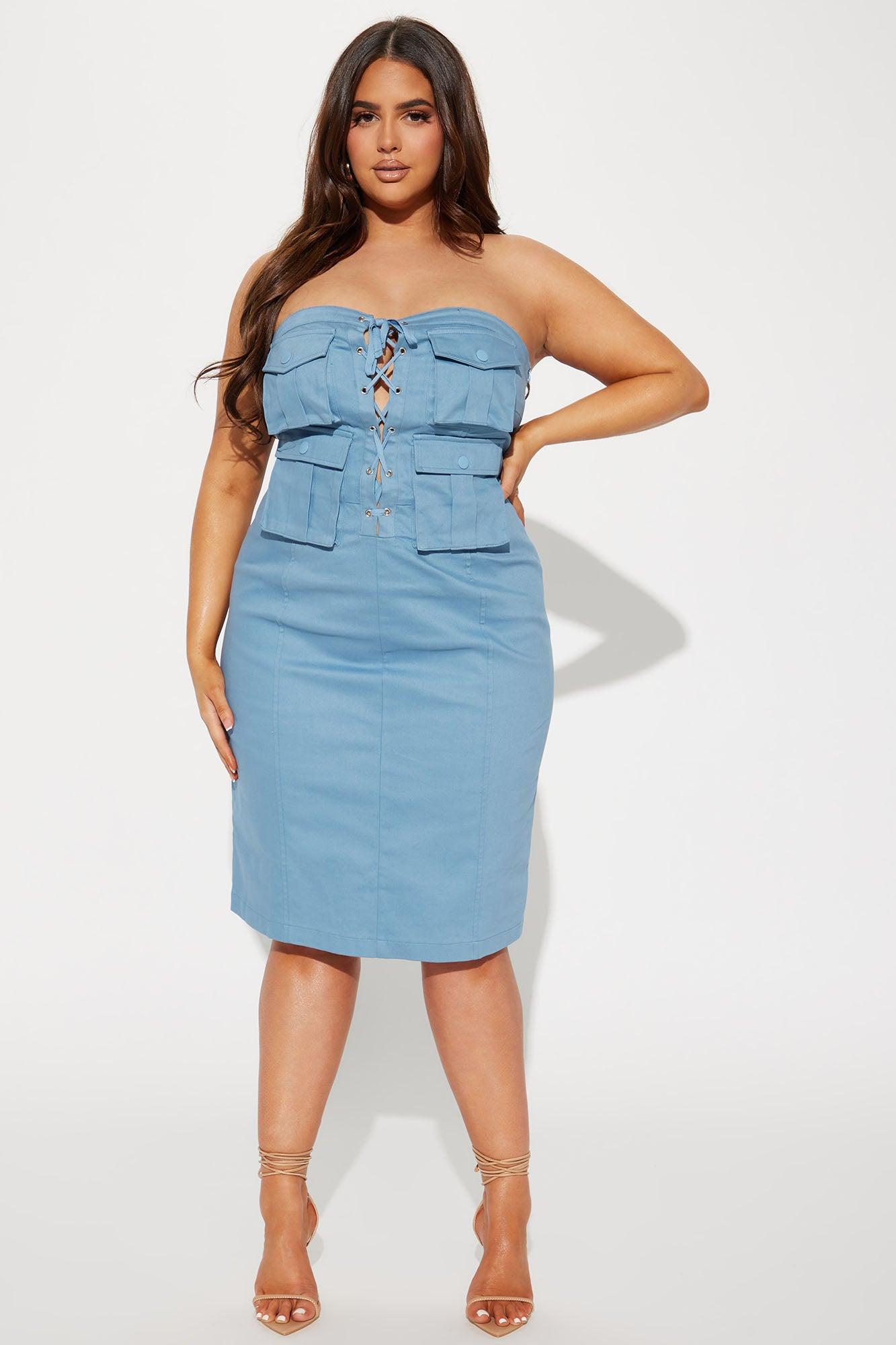 Fast Life Cargo Midi Dress - Blue Product Image