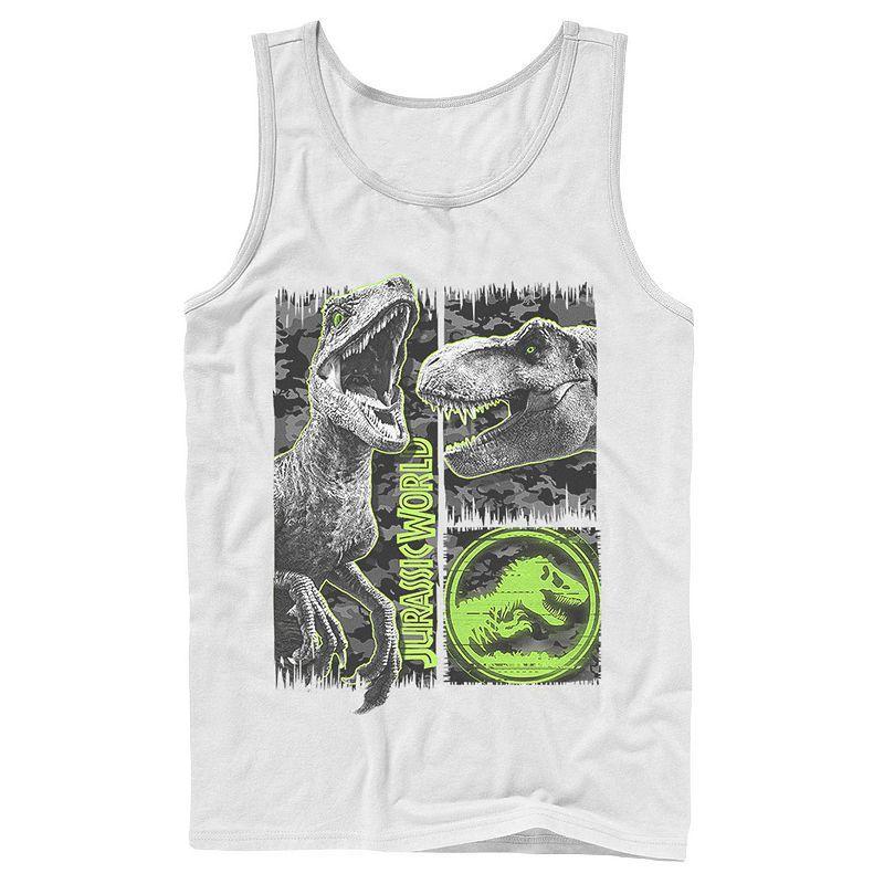 Men's Jurassic World Two Raptor T-Rex Camo Scratch Tank Top,  Product Image