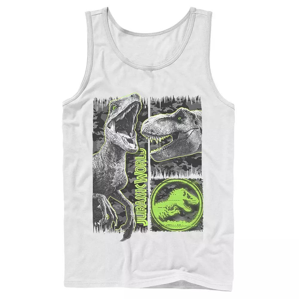 Men's Jurassic World Two Raptor T-Rex Camo Scratch Tank Top,  Product Image