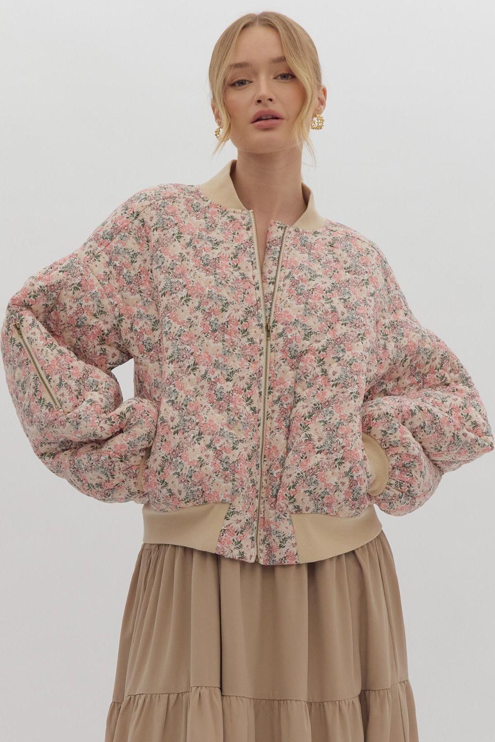 Look Out For You Floral Quilted Bomber Jacket Product Image