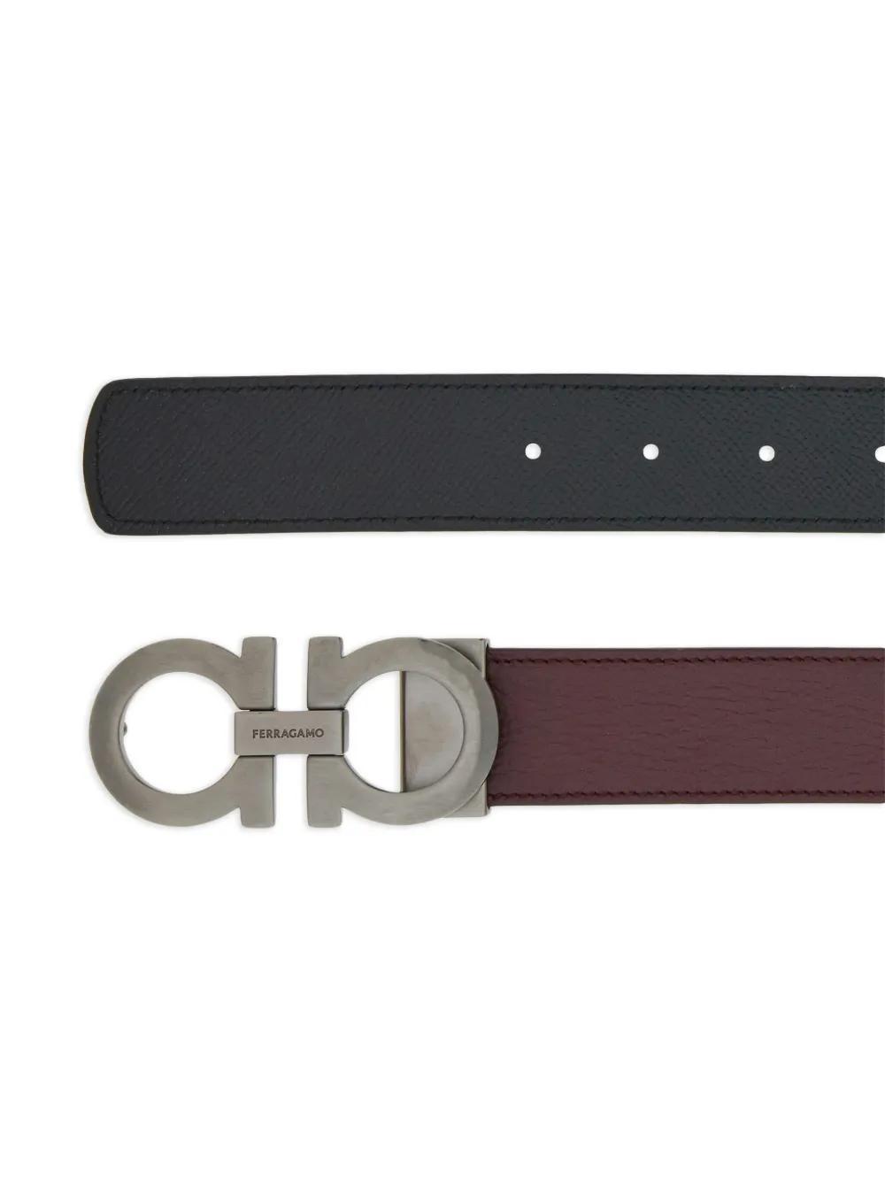 FERRAGAMO Gancini-buckle Leather Belt In Red Product Image