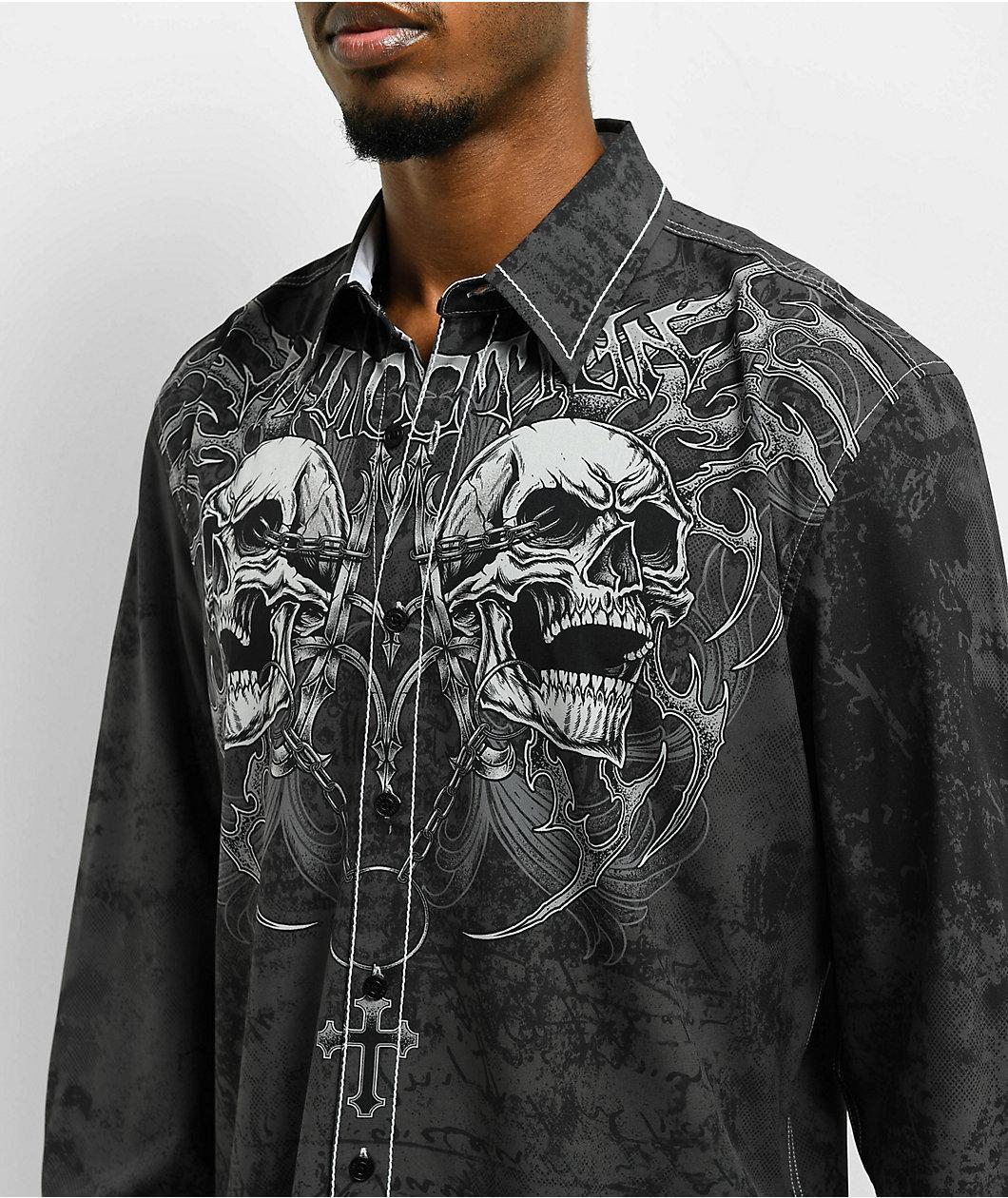 Affliction Collapse Grey Long Sleeve Button Up Shirt Product Image