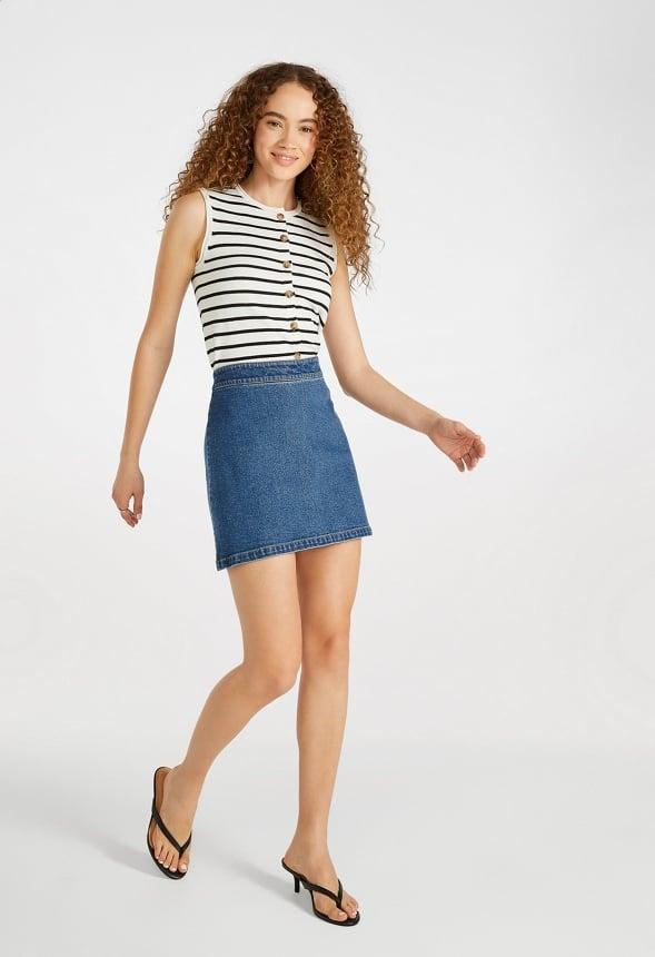 Button Mini A-Line Skirt Product Image