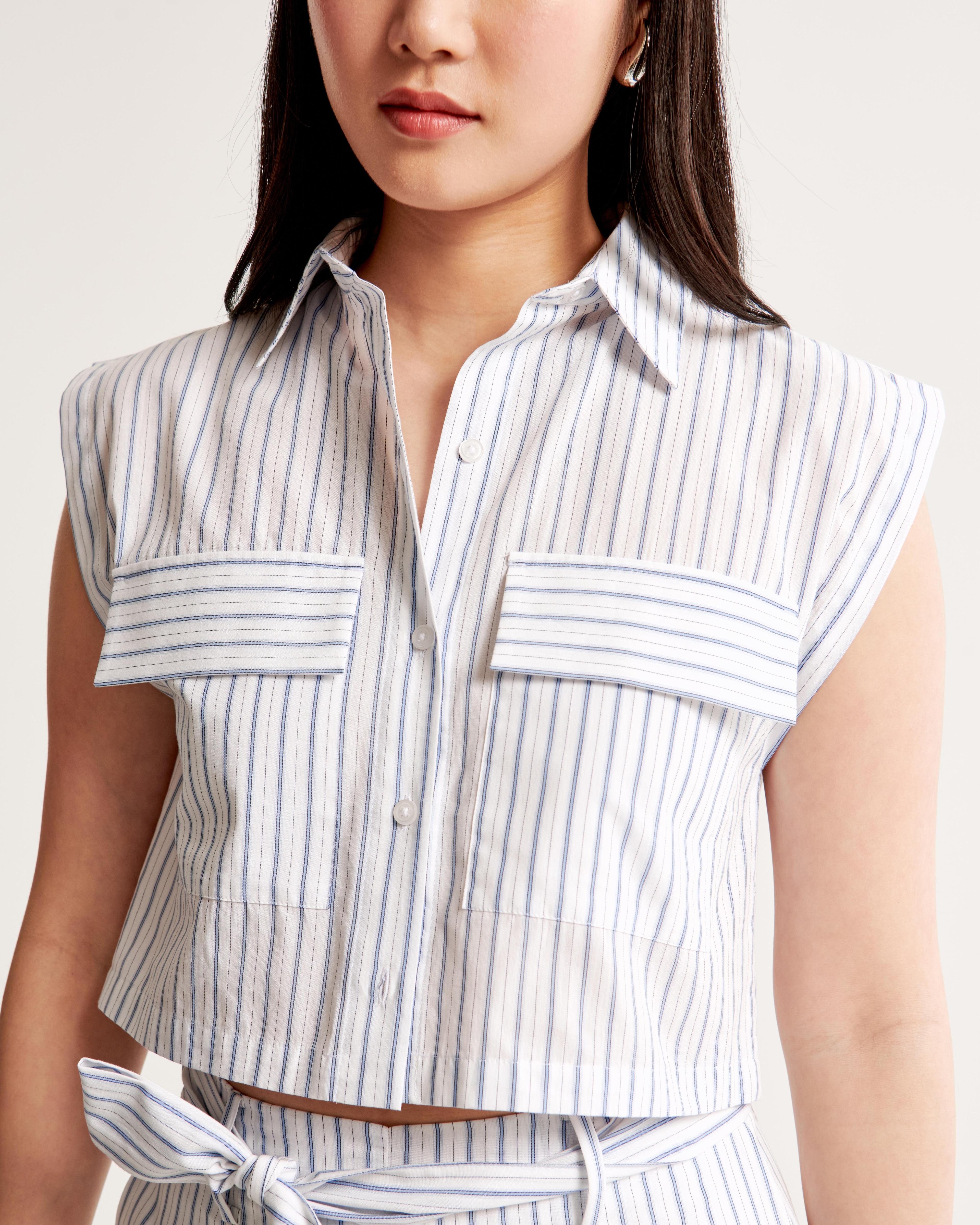 Cropped Sleeveless Utility Shirt Product Image