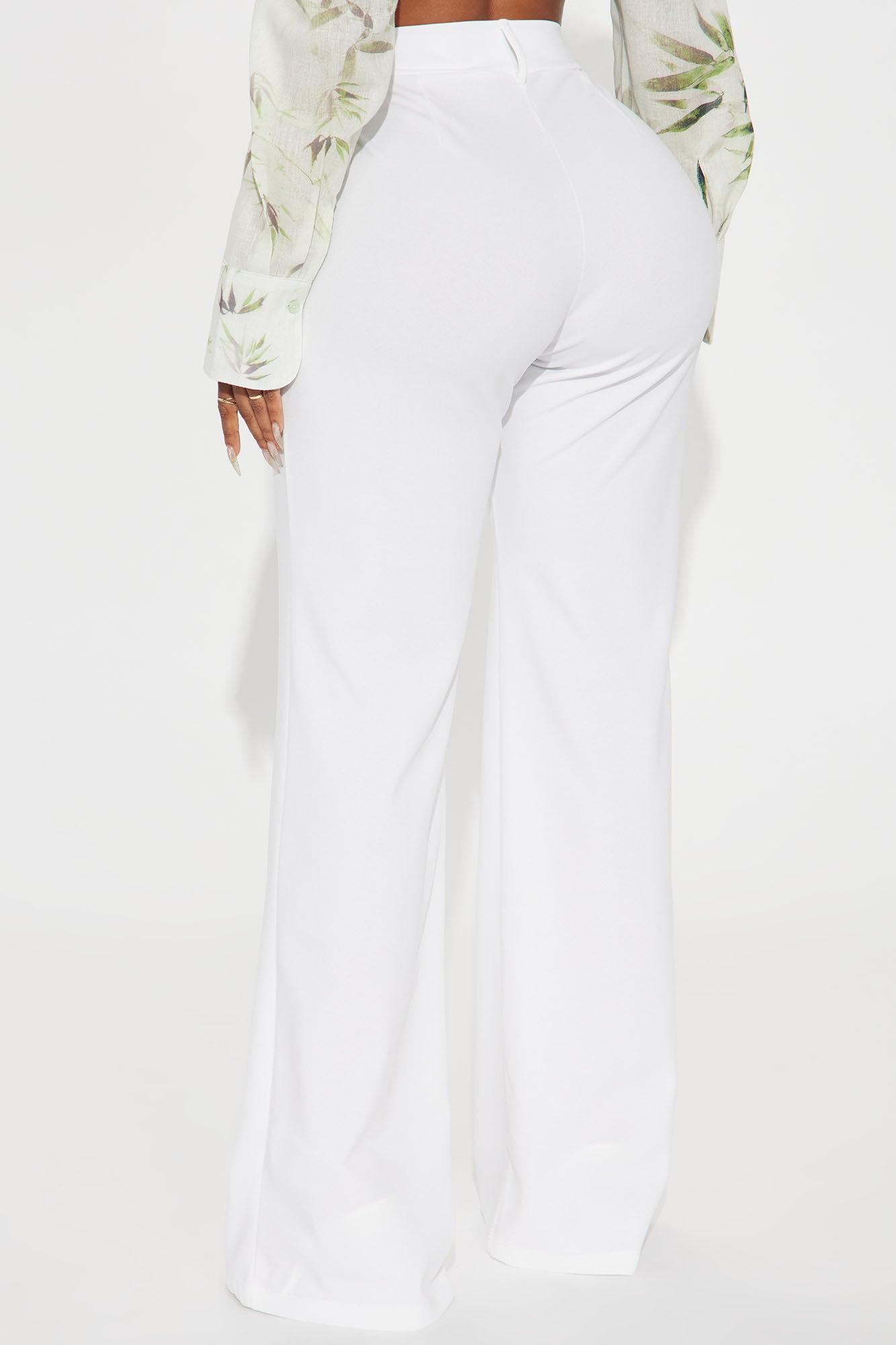 Heidi Wide Leg Trouser Pant - White Product Image