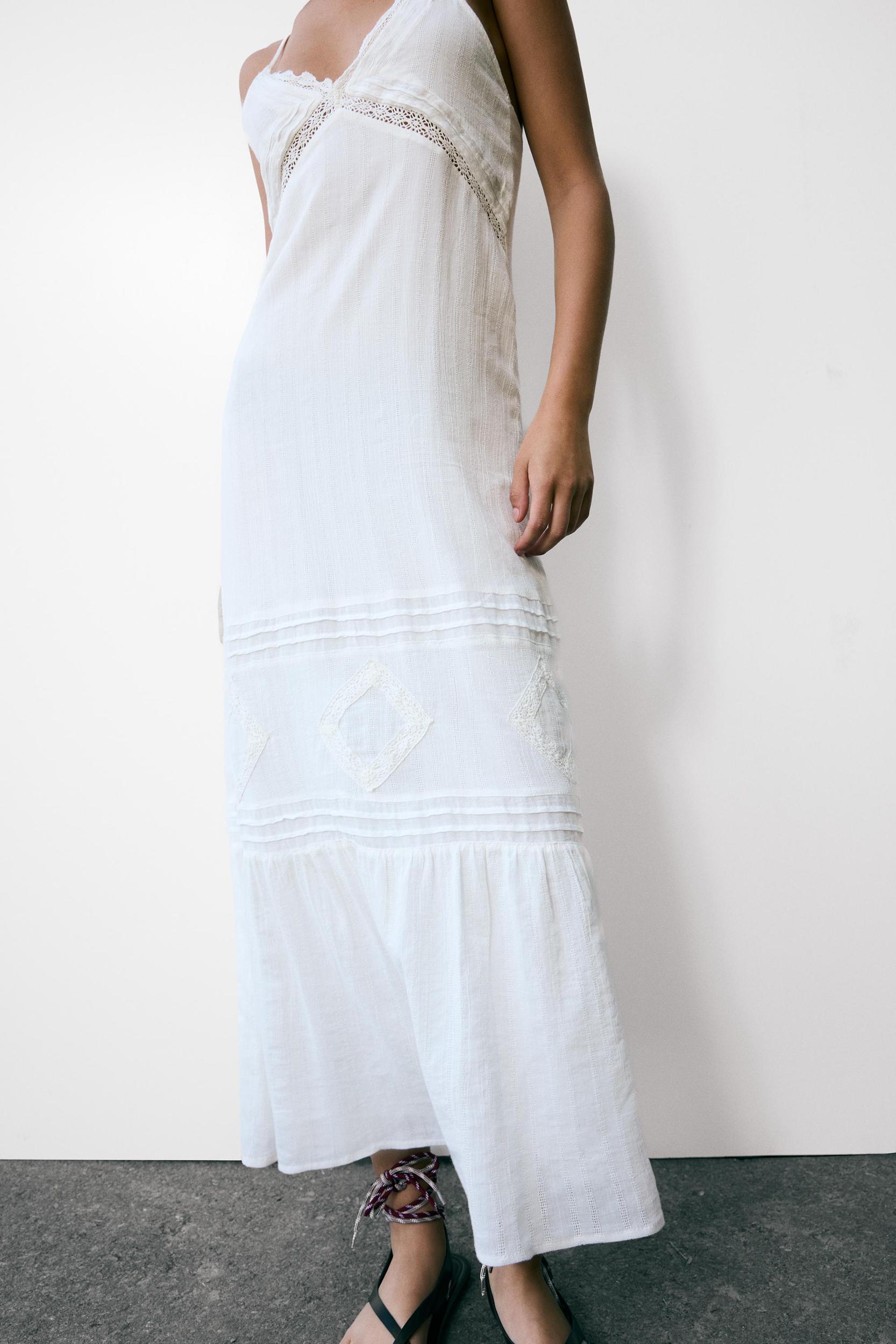 Long lace trim strappy dress Product Image