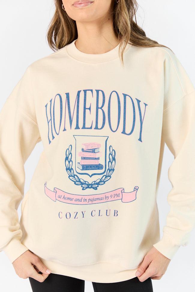 Homebody Club Sweet Cream Oversized Graphic Sweatshirt SALE Product Image