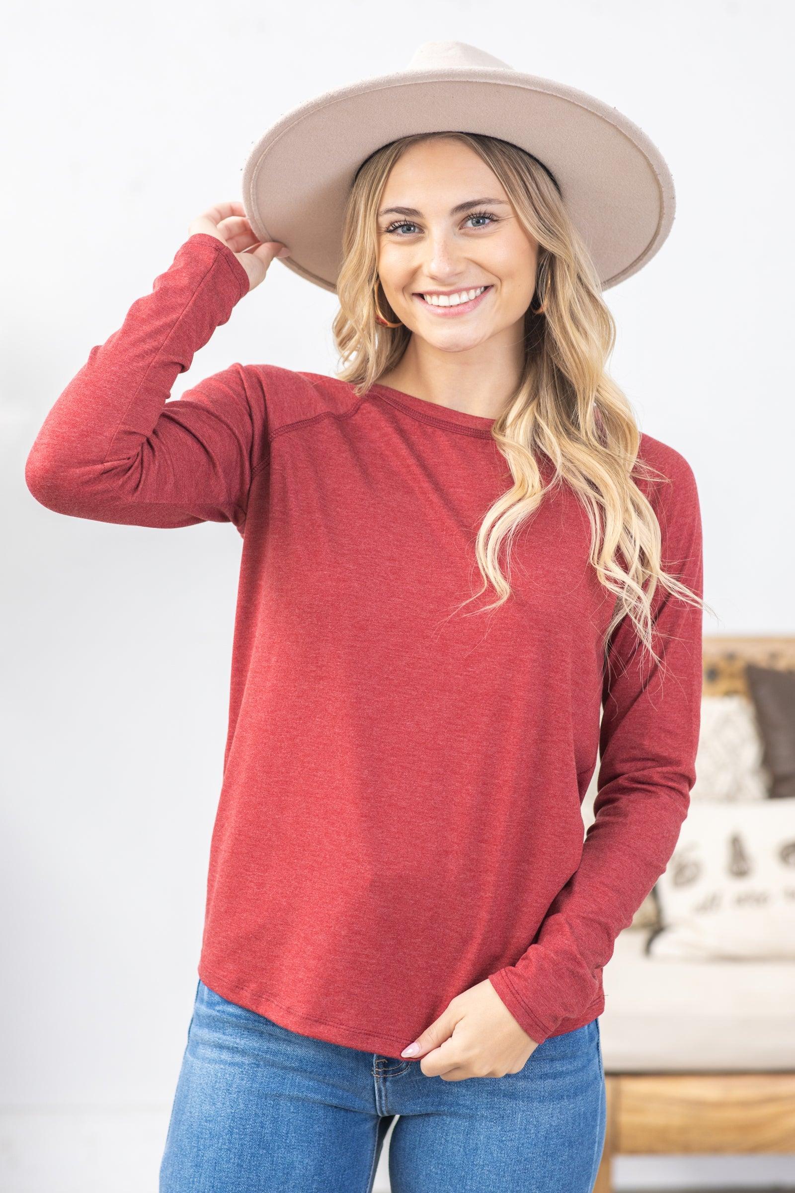 Solid Exposed Stitching Jersey Knit Top Product Image