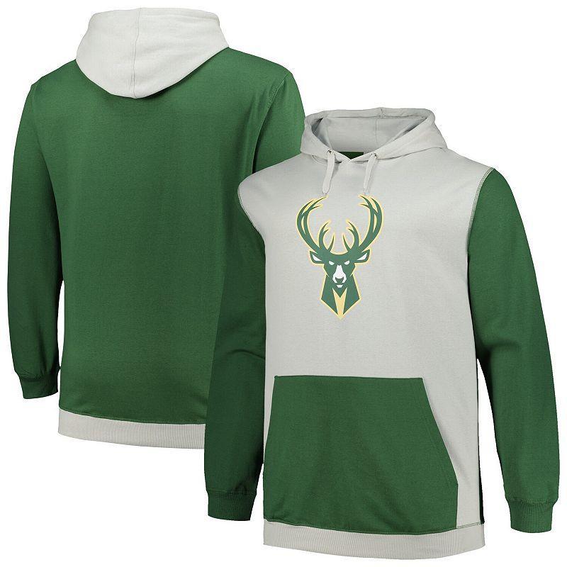 Mens Fanatics Branded Hunter Green/Silver Milwaukee Bucks Big & Tall Primary Arctic Pullover Hoodie Product Image