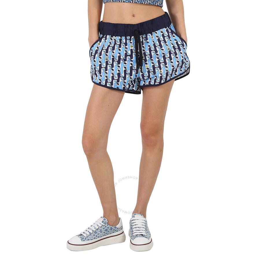 MONCLER Grenoble Ladies Abstract Printed Shorts - Bright Blue Product Image