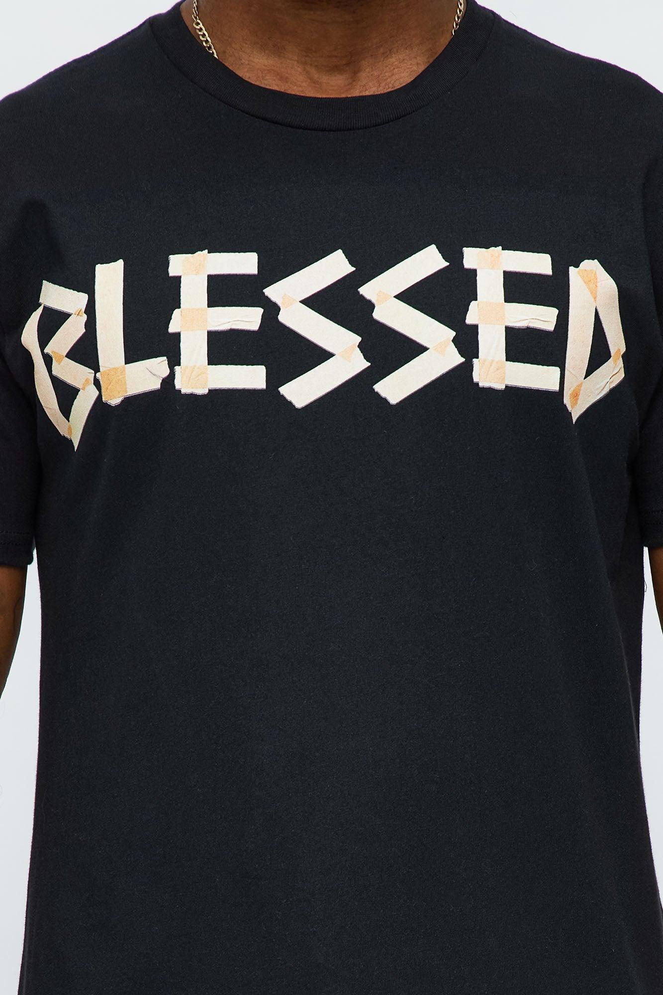 Taped Blessed Short Sleeve Tee - Black Male Product Image