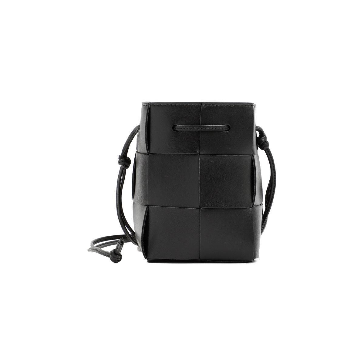 Cassette Mini Black Leather Bucket Bag Product Image