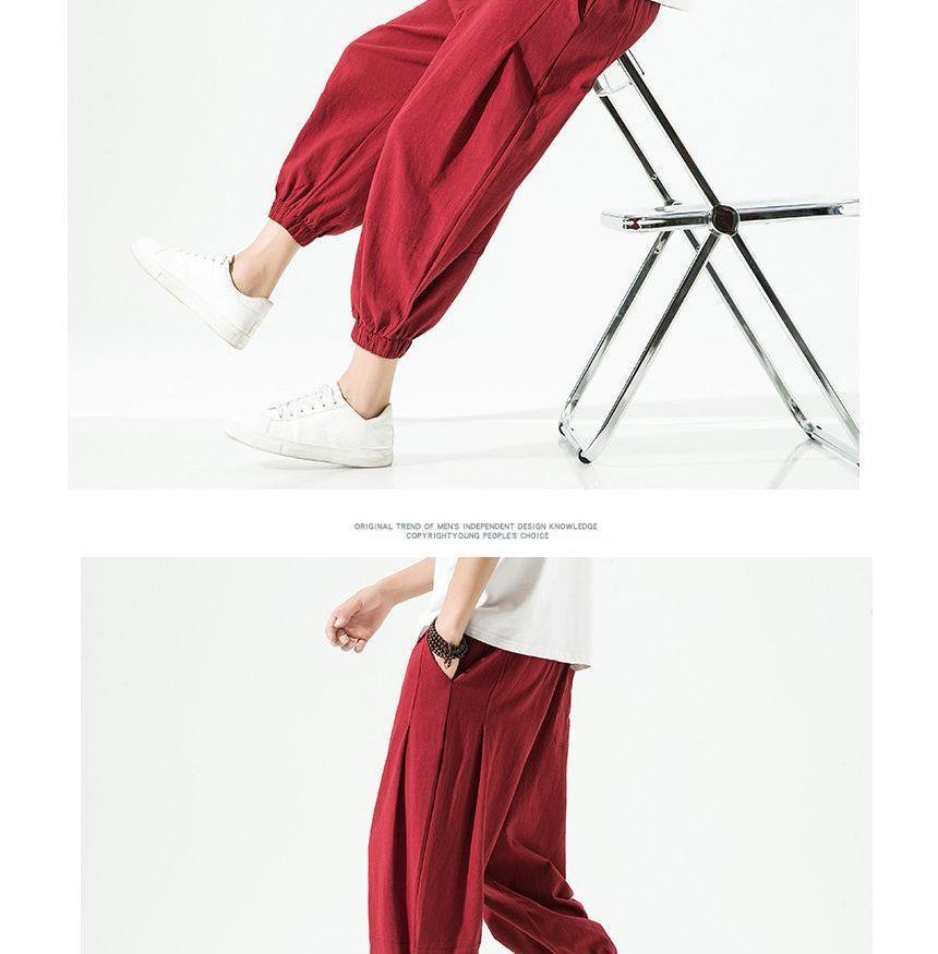 Drawstring Waist Plain Cropped Harem Pants Product Image