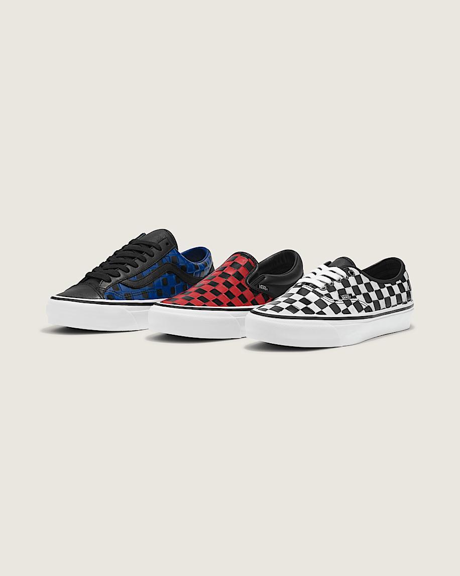 OTW Leather Checkerboard Slip-On 98 Vibram in Racing Red| Vans US Product Image