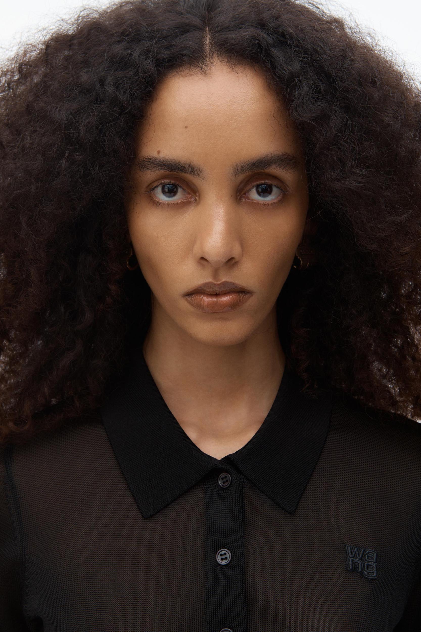 Logo Embroidered Polo Cardigan In Viscose Product Image