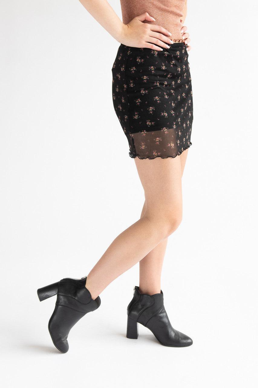 Floral Mesh Mini Skirt Product Image