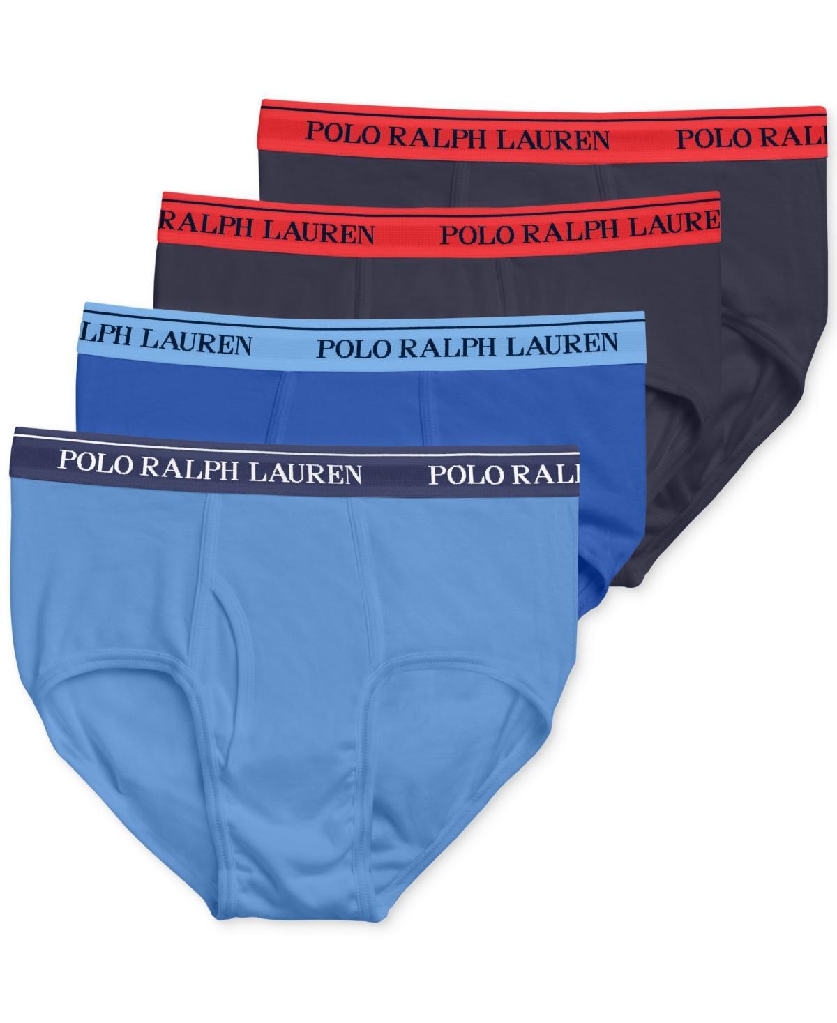 POLO RALPH LAUREN Classic Fit Mid-rise Cotton Brief 4-pack In Blue Assorted Product Image