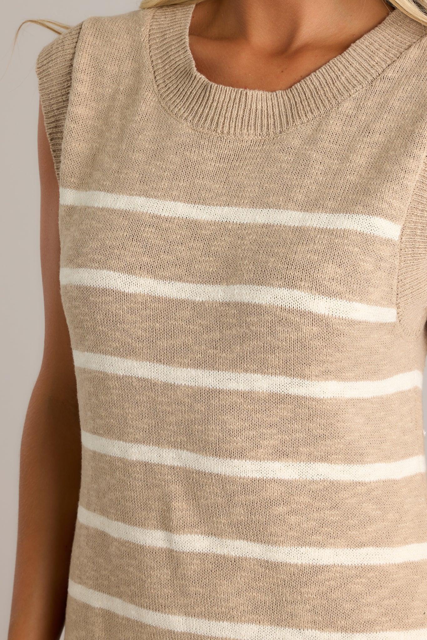 Neutral Grace Taupe Stripe Sleeveless Maxi Dress Product Image