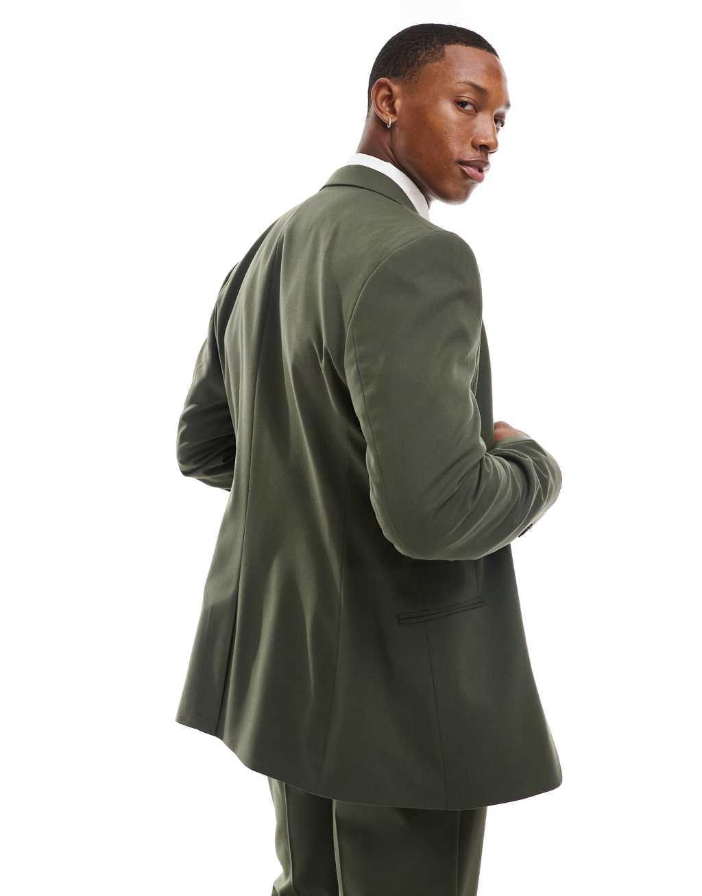 ASOS DESIGN slim suit jacket in khaki Product Image