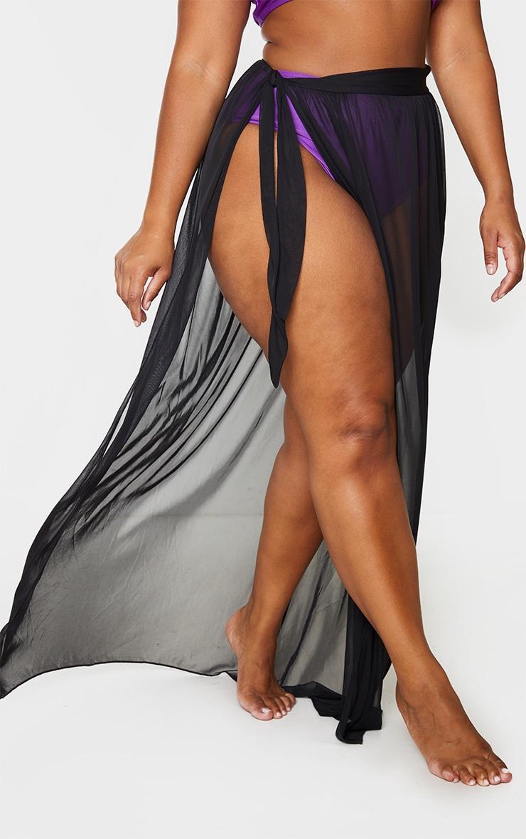 Plus Black Tie Side Maxi Beach Sarong Product Image