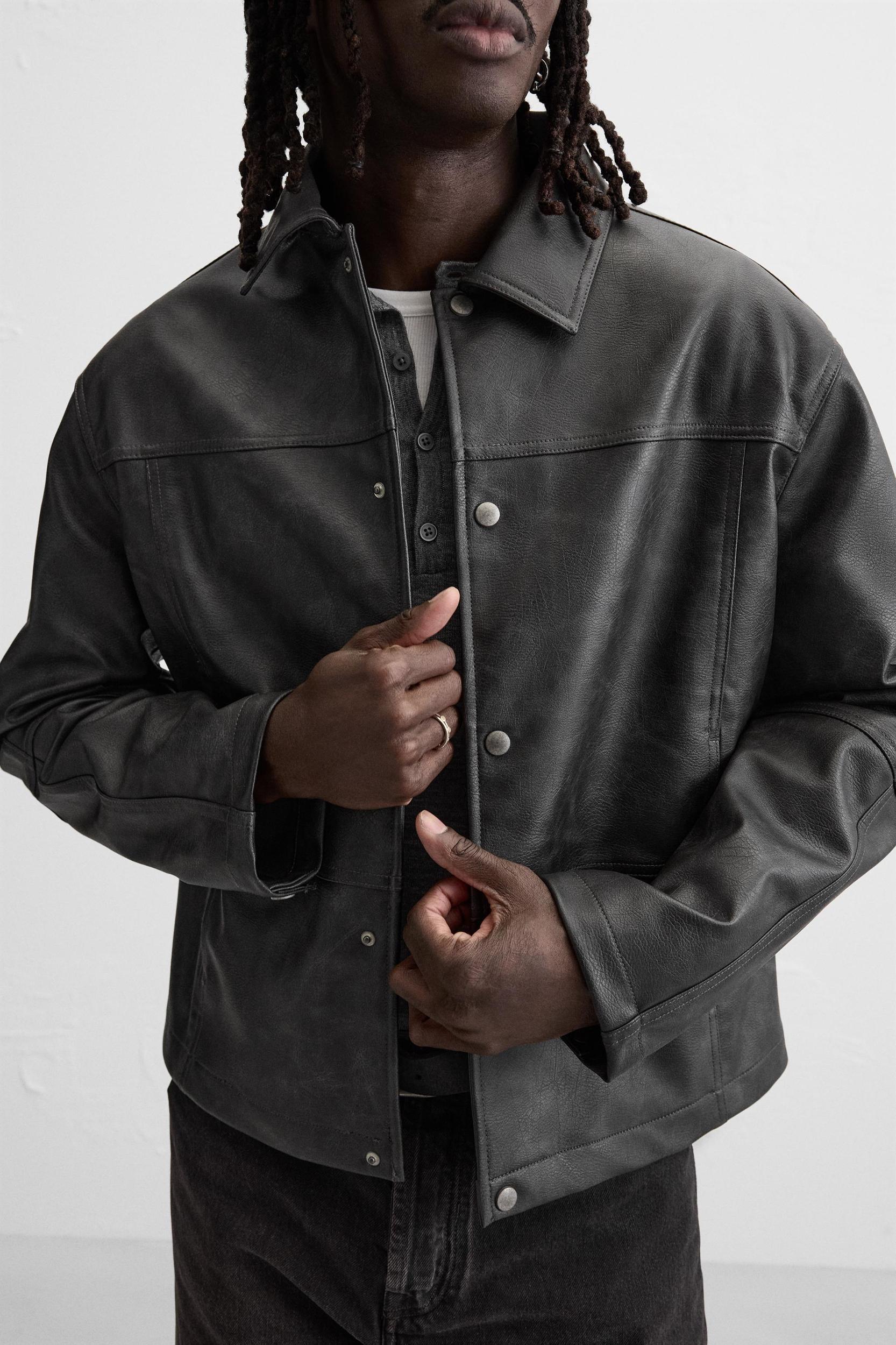 FAUX LEATHER WASHED JACKET Product Image