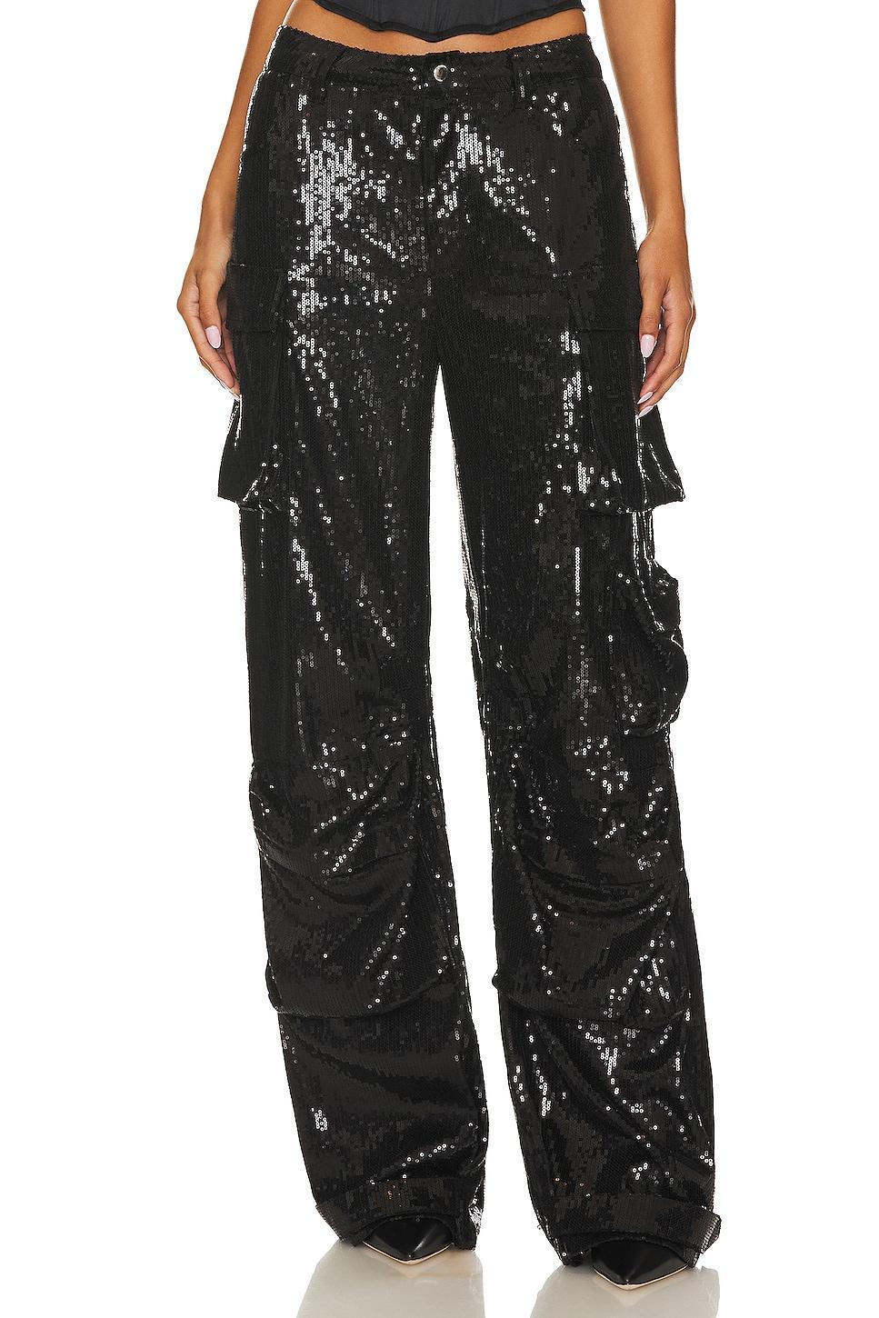 Steve Madden Duo Sequin Mid Rise Cargo Pants Product Image