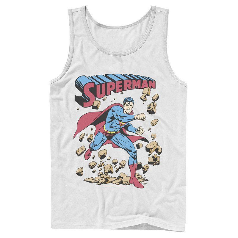 Men's DC Comics Superman Smash Rocks Vintage Poster Tank Top,  Product Image