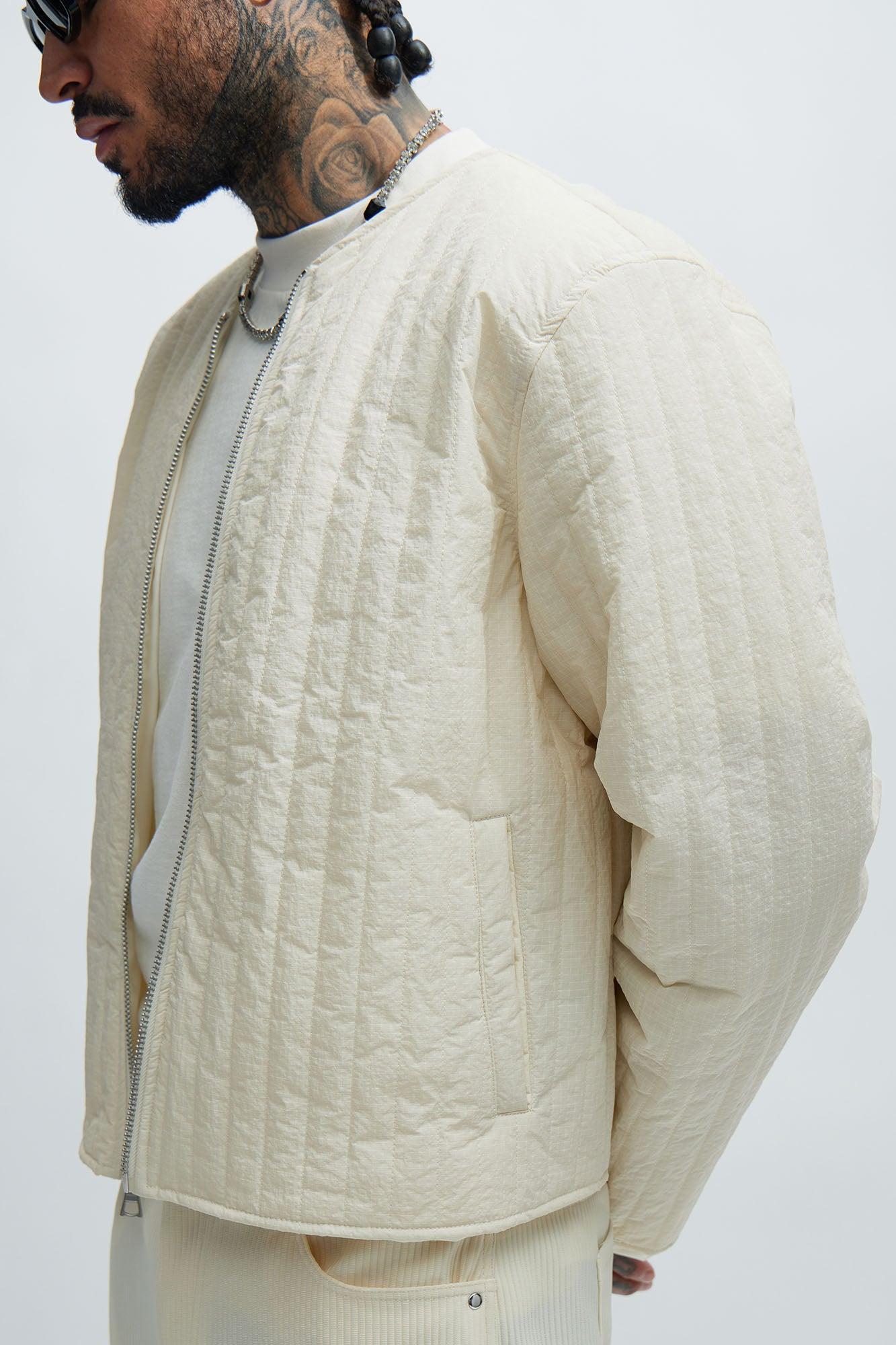 Warren Nylon Zip Jacket - Off White Product Image