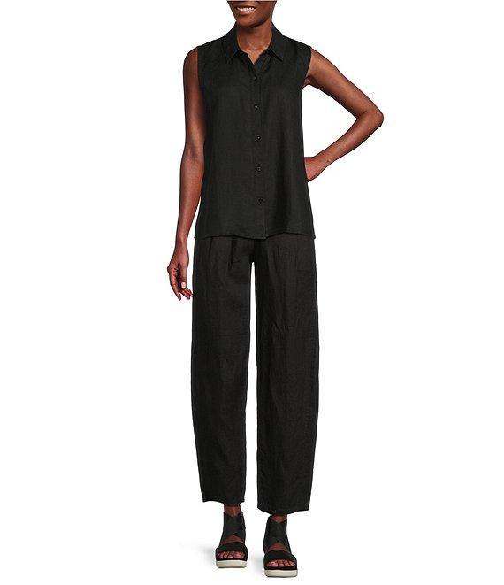 Eileen Fisher Organic Linen Pleated Lantern Ankle Pants Product Image