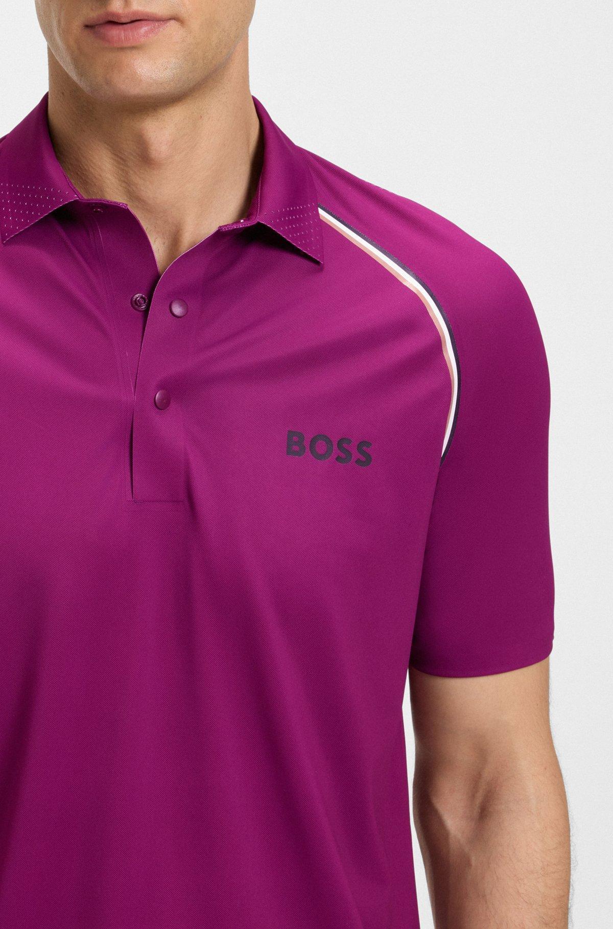 BOSS - Active slim-fit polo shirt with odor control - Pink Product Image