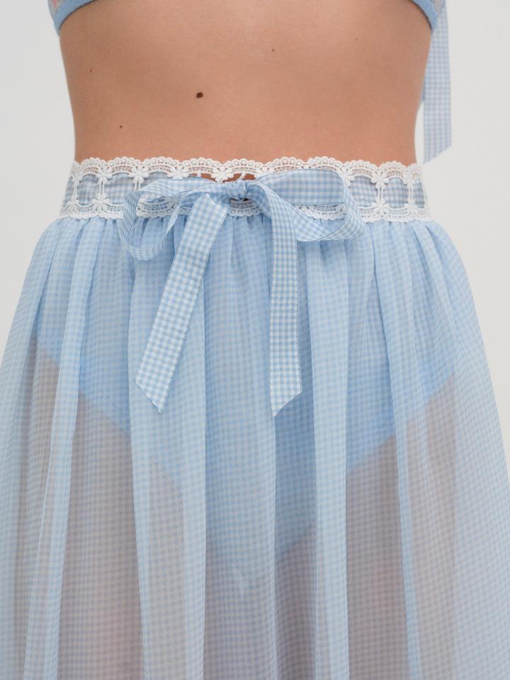 Dainty Doily Midi Skirt — Blue Product Image