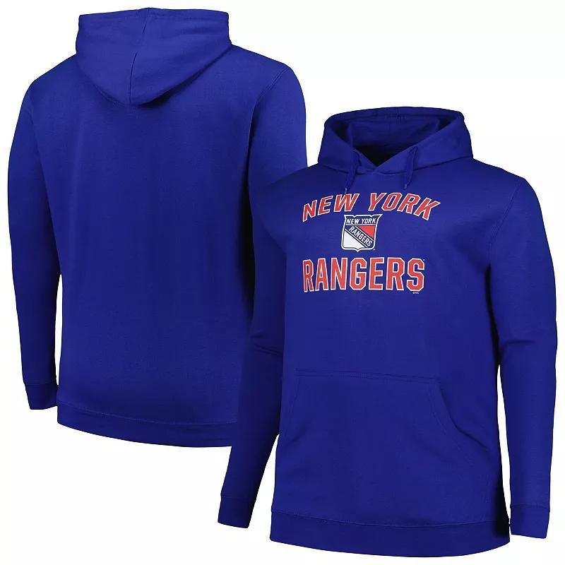 Mens Profile Blue New York Rangers Big & Tall Arch Over Logo Pullover Hoodie Product Image