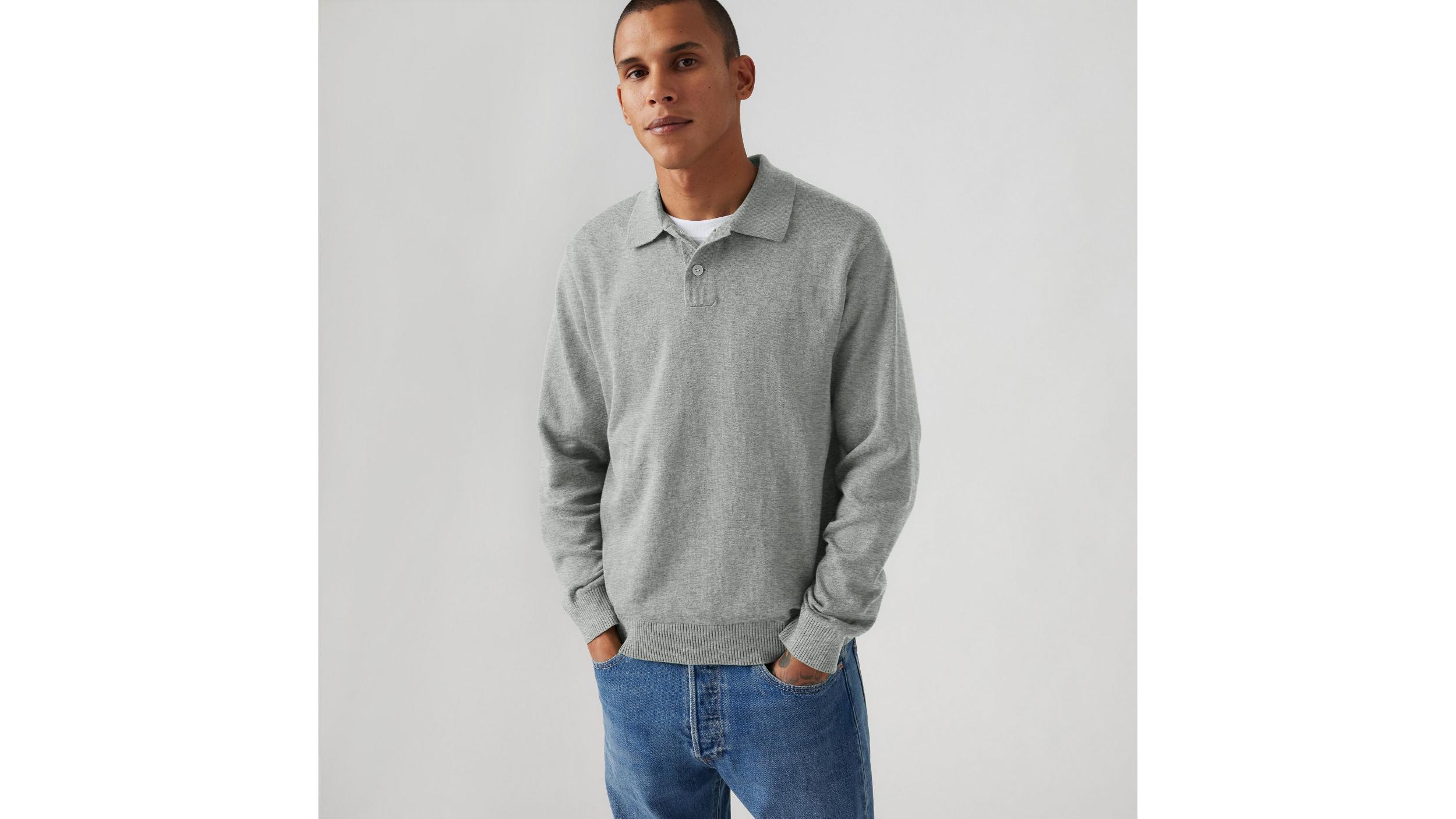 Long Sleeve Sweater Polo Product Image