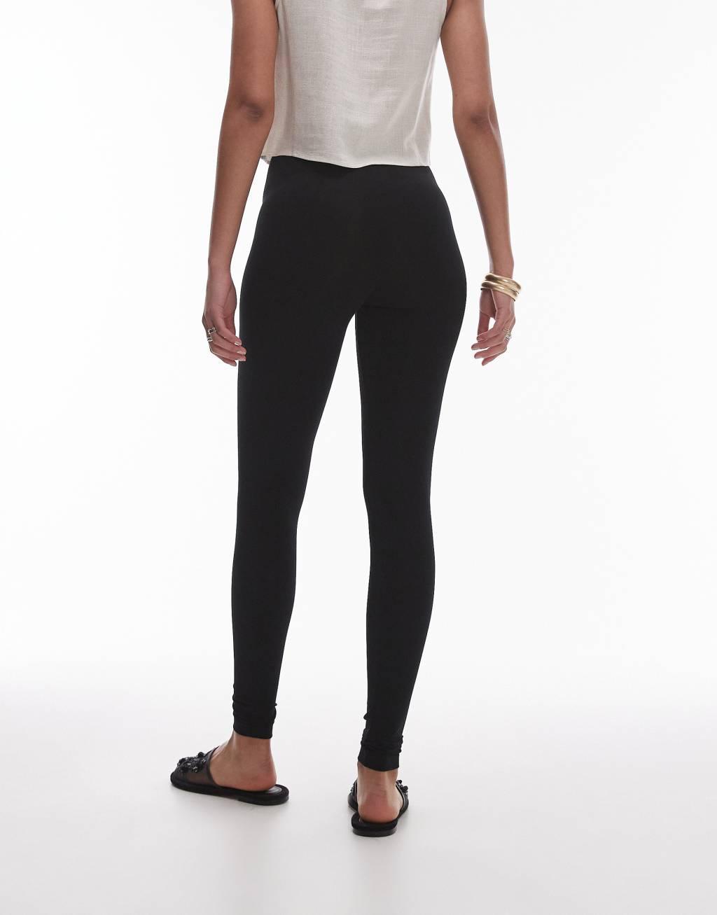 Topshop Tall high waist leggings in black Product Image